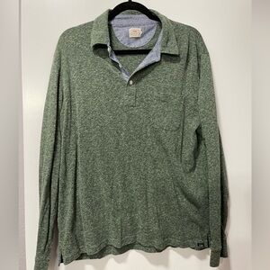 Faherty Long Sleeve Polo Heathered Green Size XL